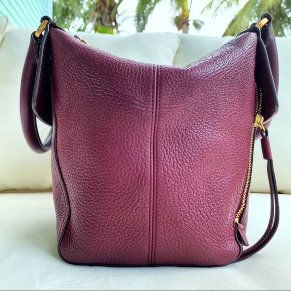 Tory Burch Claret Half Moon Satchel in Crimson EUC - Picture 12 of 16